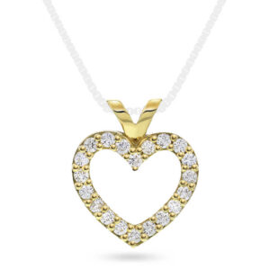 Anheng hjerte i gult gull med diamanter 0,60 ct