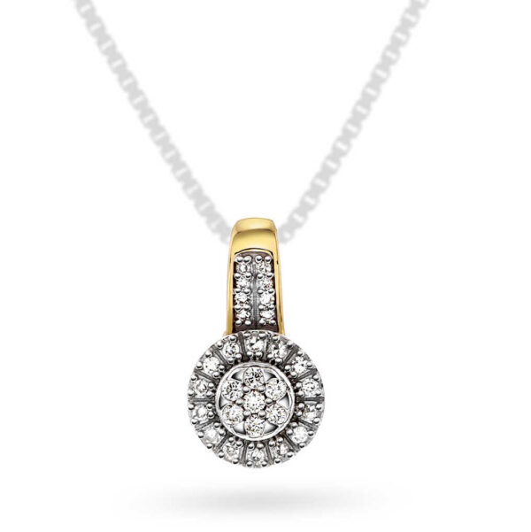 Gult gull anheng med diamant rosett