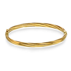 Gult gull armring oval, vridd overflate med lås