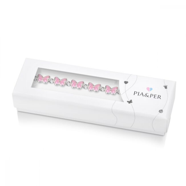 Armbånd til barn med rosa sommerfugler fra Pia og Per