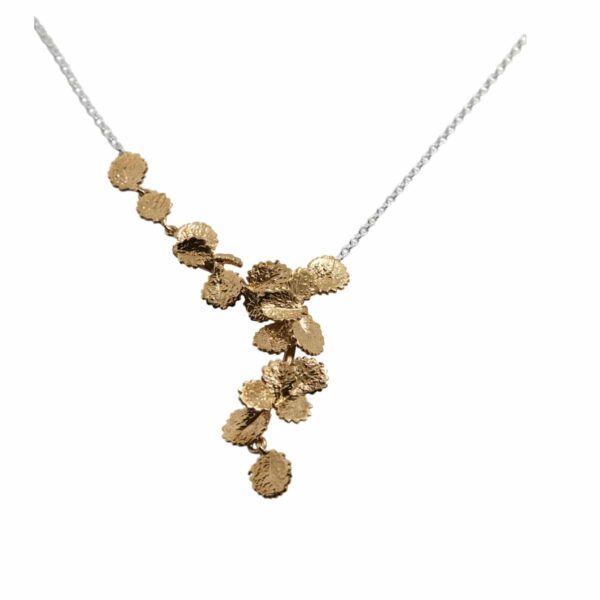 Huldreverket “Løv” forgylt sølv collier