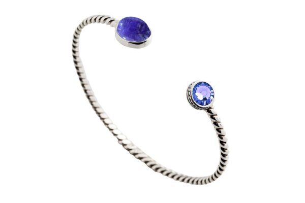 Huldreverket "Tvunnet" armring med Tansanitt og swarovski