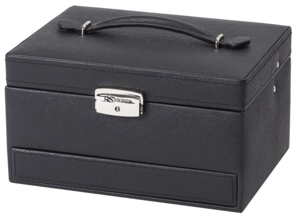 Smykkeskrin til dame, sort og grå, 3 etasjer