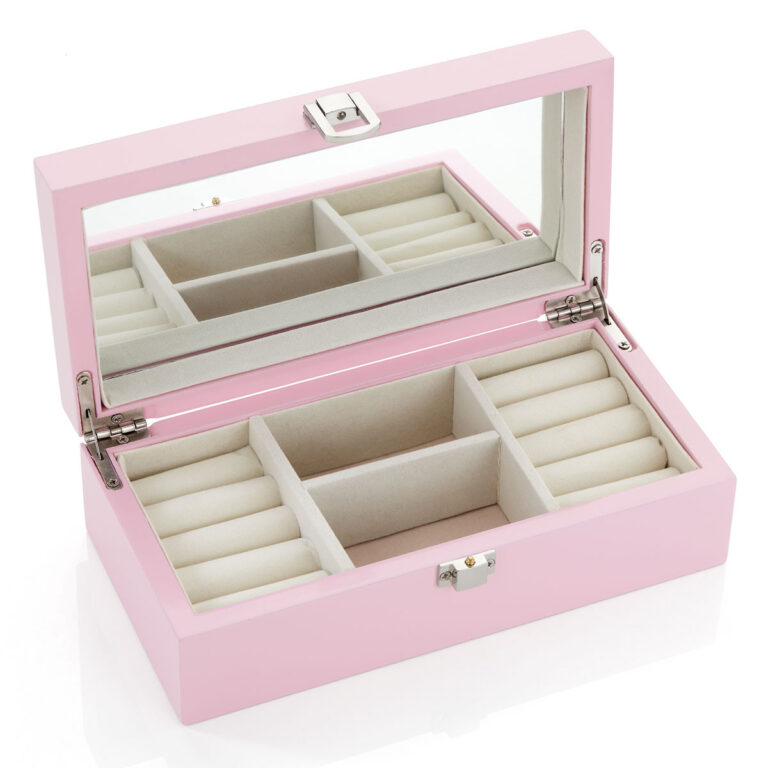 Smykkeskrin i rosa med hjerte og krone fra EIK barn™