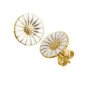 Georg Jensen "Daisy" ørepynt forgylt med hvit emalje