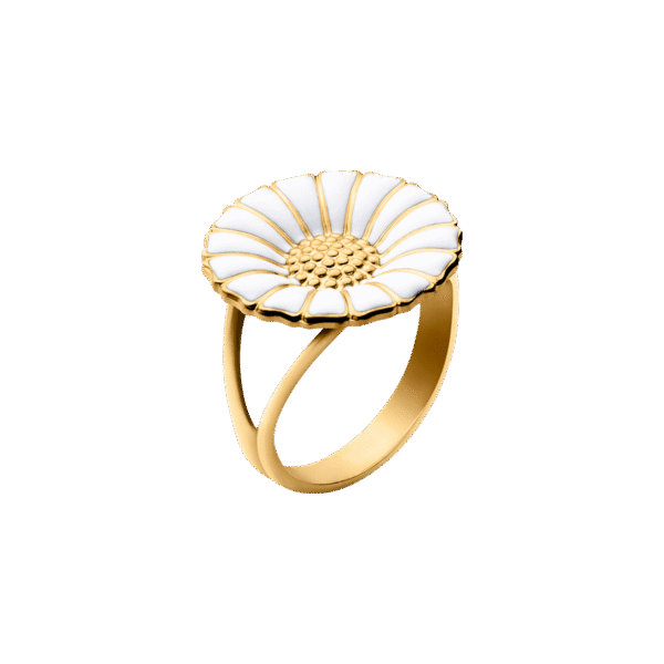 Georg Jensen "Daisy" ring i forgylt med hvit emalje