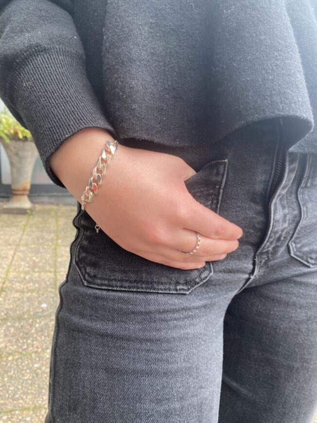 Susanne Friis Bjørner armbånd i sølv panser, bred