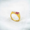 Pan ring i forgylt sølv med c.zirkonia i rosa toner