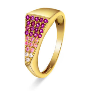 Pan ring i forgylt sølv med c.zirkonia i rosa toner