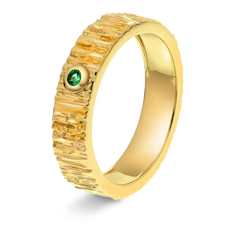 Pan ring i forgylt sølv med grønn c.zirkonia