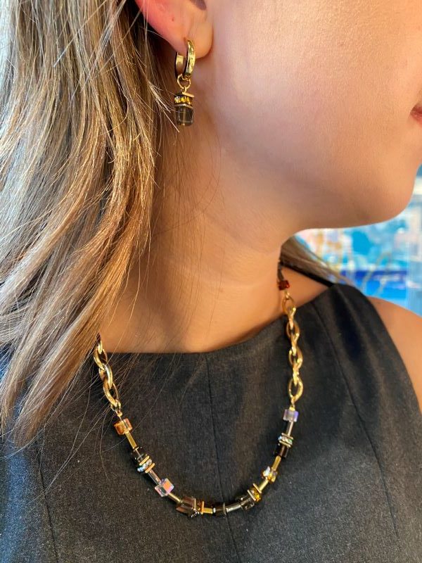 Coeur de LionGeoCUBE® Chunky Chain kjede i brun og gull