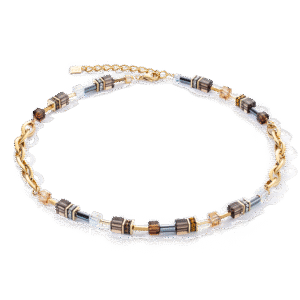 Coeur de LionGeoCUBE® Chunky Chain kjede i brun og gull