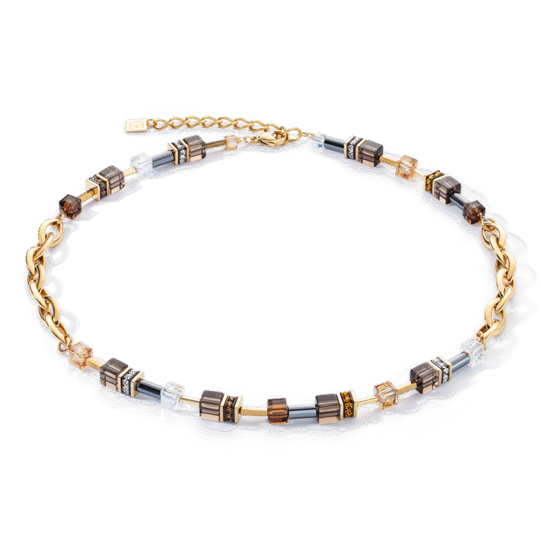 Coeur de LionGeoCUBE® Chunky Chain kjede i brun og gull