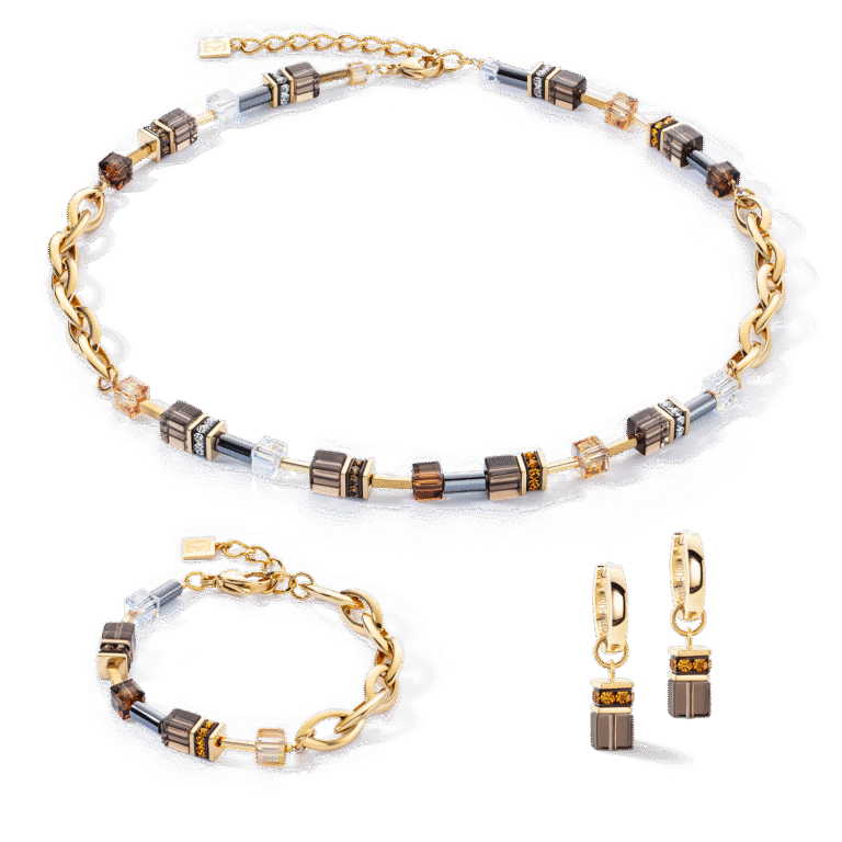 Coeur de LionGeoCUBE® Chunky Chain kjede i brun og gull