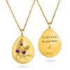 Medaljong med Sandra Lyng sin blomst Lyng. Nordens Lotus blomst med teksten Godt nok er perfekt. Teksten kan du gjemme å ta frem når den er viktig for deg.