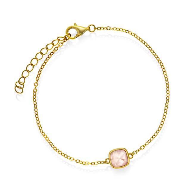 Sandra Lyng armbånd "Kjærlighet" i forgylt sølv med rosa fasettslipt opal