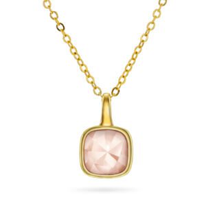 Sandra Lyng anheng "Kjærlighet" i forgylt sølv med rosa fasettslipt opal
