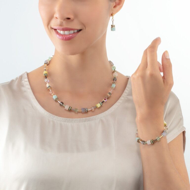 Coeur de LionGeoCUBE® Iconic Precious kjede i lys multicolor