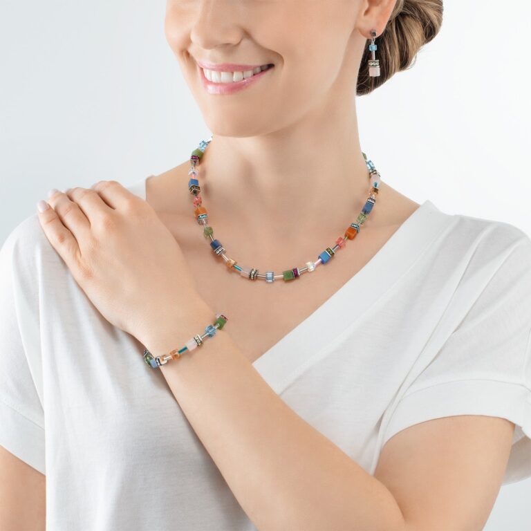 Coeur de Lion GeoCUBE® iconic Precious ørepynt med rosenkvarts