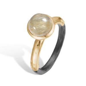 By Birdie "Ring Victoria rose rutil" i sølv med gult gull detaljer og rutilkvarts