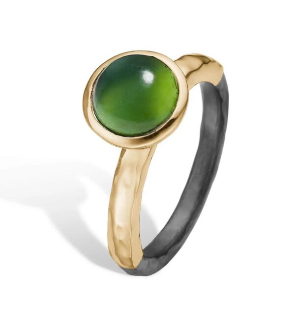 By Birdie "Ring Victoria rose serpentin" i sølv med gult gull detaljer og serpentin