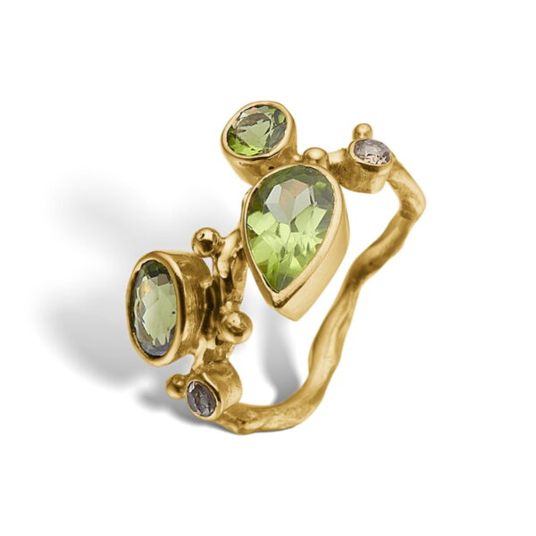 By Birdie "Zenith Garden Green" ring i gult gull