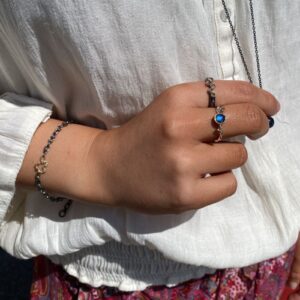 Open Zenith heart armbånd , Elisabeth 5 rose ring, Moonstonering fra By Birdie.
