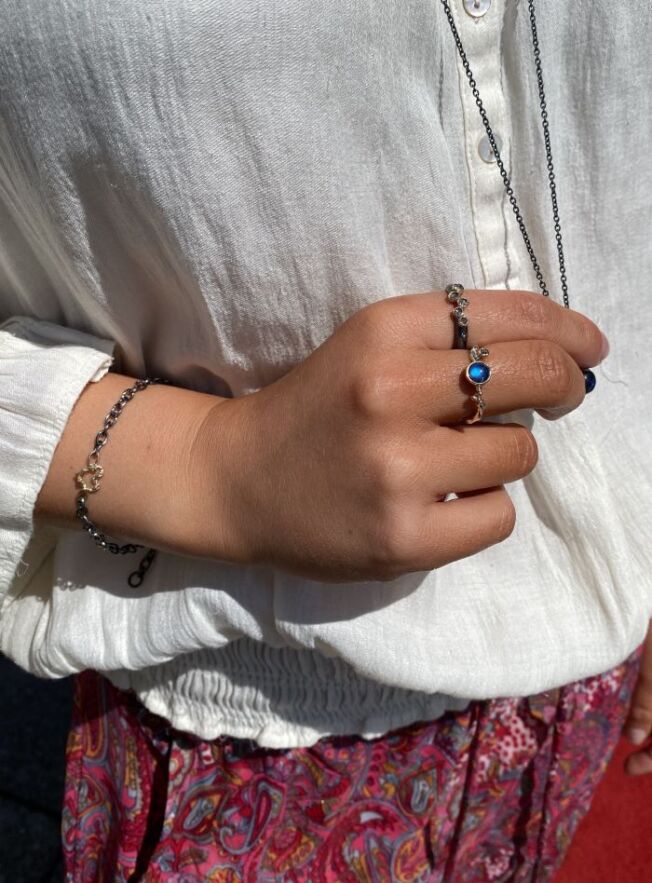 Open Zenith heart armbånd , Elisabeth 5 rose ring, Moonstonering fra By Birdie.