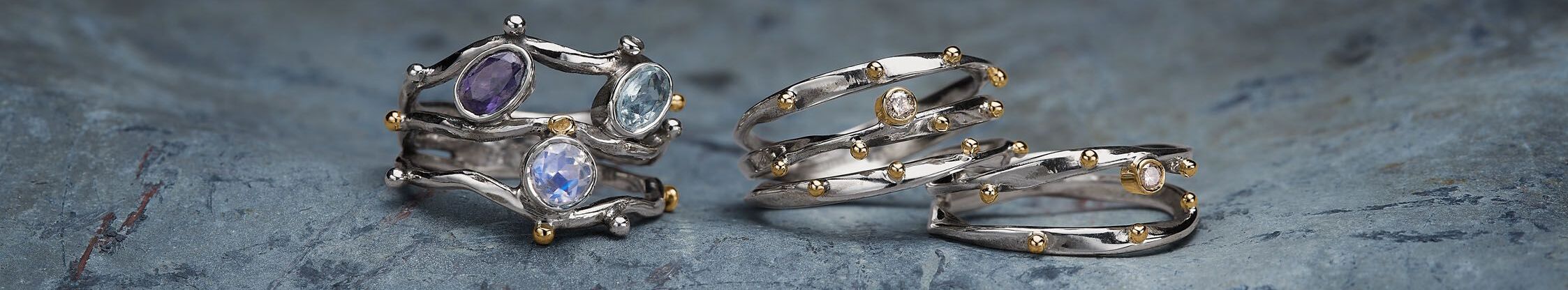 Birdie "Pendant Urban Harlem Buds" anheng i sølv med gult gulls detaljer