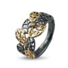 By Birdie "Beech Leaves" ring i sølv med gult gull detaljer og diamanter