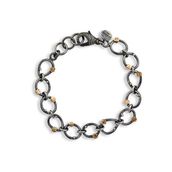 By Birdie "Orion tiny" armbånd i sølv med gult gull detaljer