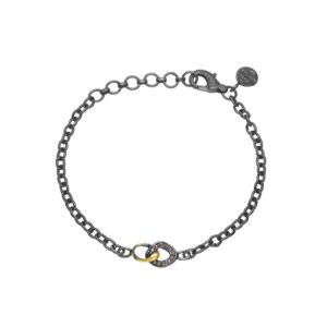 By Birdie "Chain Onassis" armbånd i sølv med gult gull detaljer og diamanter