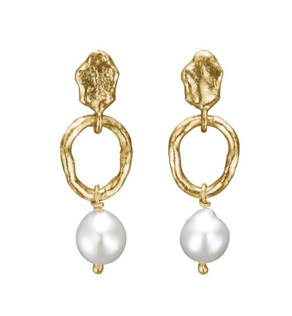 By Birdie "Ellen Golden Pearl" ørepynt med perle
