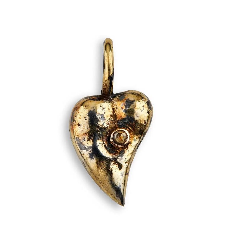 By Birdie "Sahran heart" anheng i sølv med gult gulls detaljer og diamant
