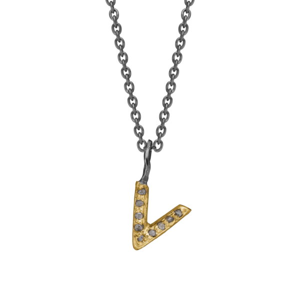By Birdie "Nordic Golden Pavé" bokstav anheng i sølv med diamanter