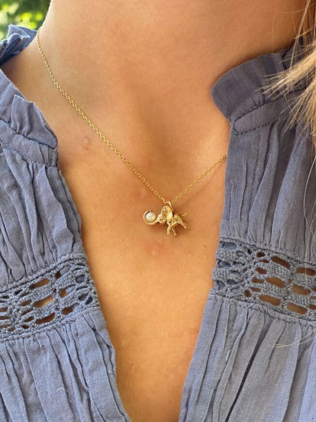 By Birdie "Hannibal" anheng i gult gull med diamant og perle