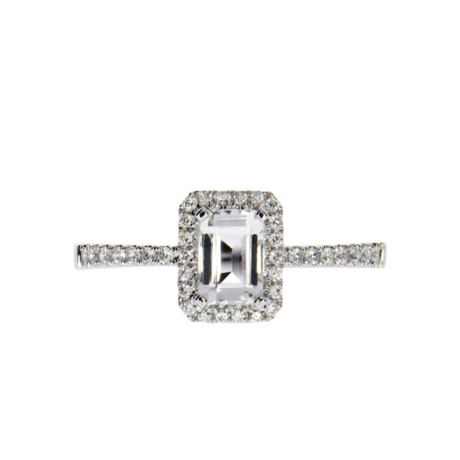 Ring "Harmony" i hvitt gull med hvit topas og diamanter