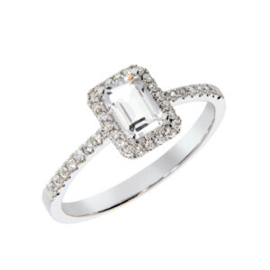 Ring "Harmony" i hvitt gull med hvit topas og diamanter