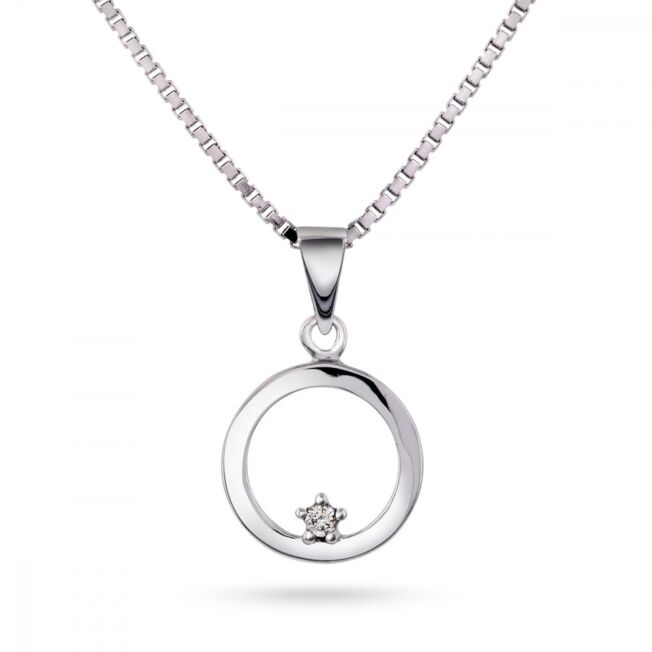 Anheng i hvitt gull, sirkel med diamant