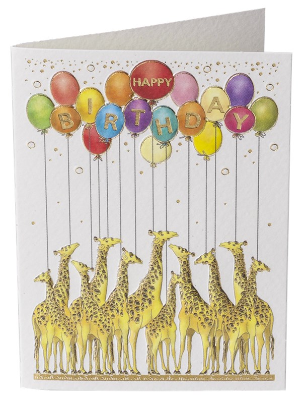 Kort “Happy Birthday” med sjiraffer