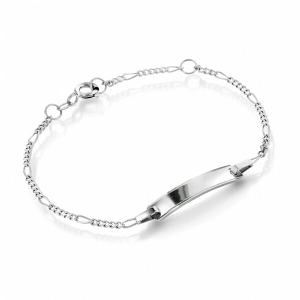 Pia og Per Id-armbånd i hvitt gull, figaromønster
