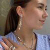 Spor "Hav" kjede med Swarovski i hvitt sølv