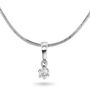 Hvitt gull enstensanheng med diamant 0,05 W.SI