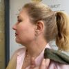 Susanne Friis Bjørner multifarget ørepynt i forgylt sølv  blå toner