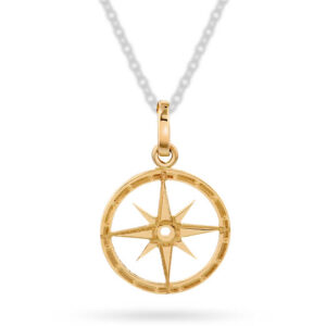 Gult gull anheng "kompassrose" liten