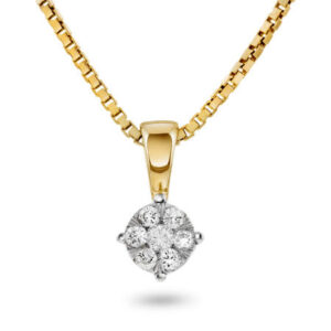 Gult gull anheng med diamant rosett