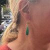 Susanne Friis Bjørner hengeørepynt med grønn agat og c.zirkonia blomst i forgylt sølv