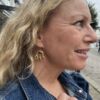 Susanne Friis Bjørner forgylt sølv ørepynt med London blå krystall