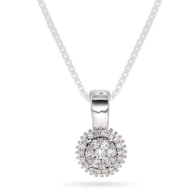 Hvitt gull anheng rosett med diamanter 0,20ct