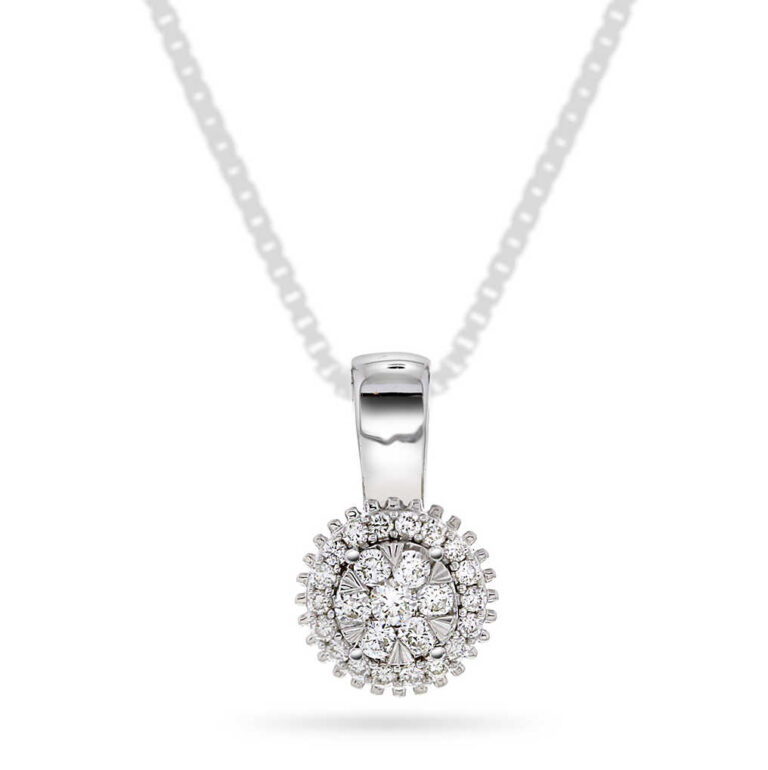 Hvitt gull anheng rosett med diamanter 0,20ct